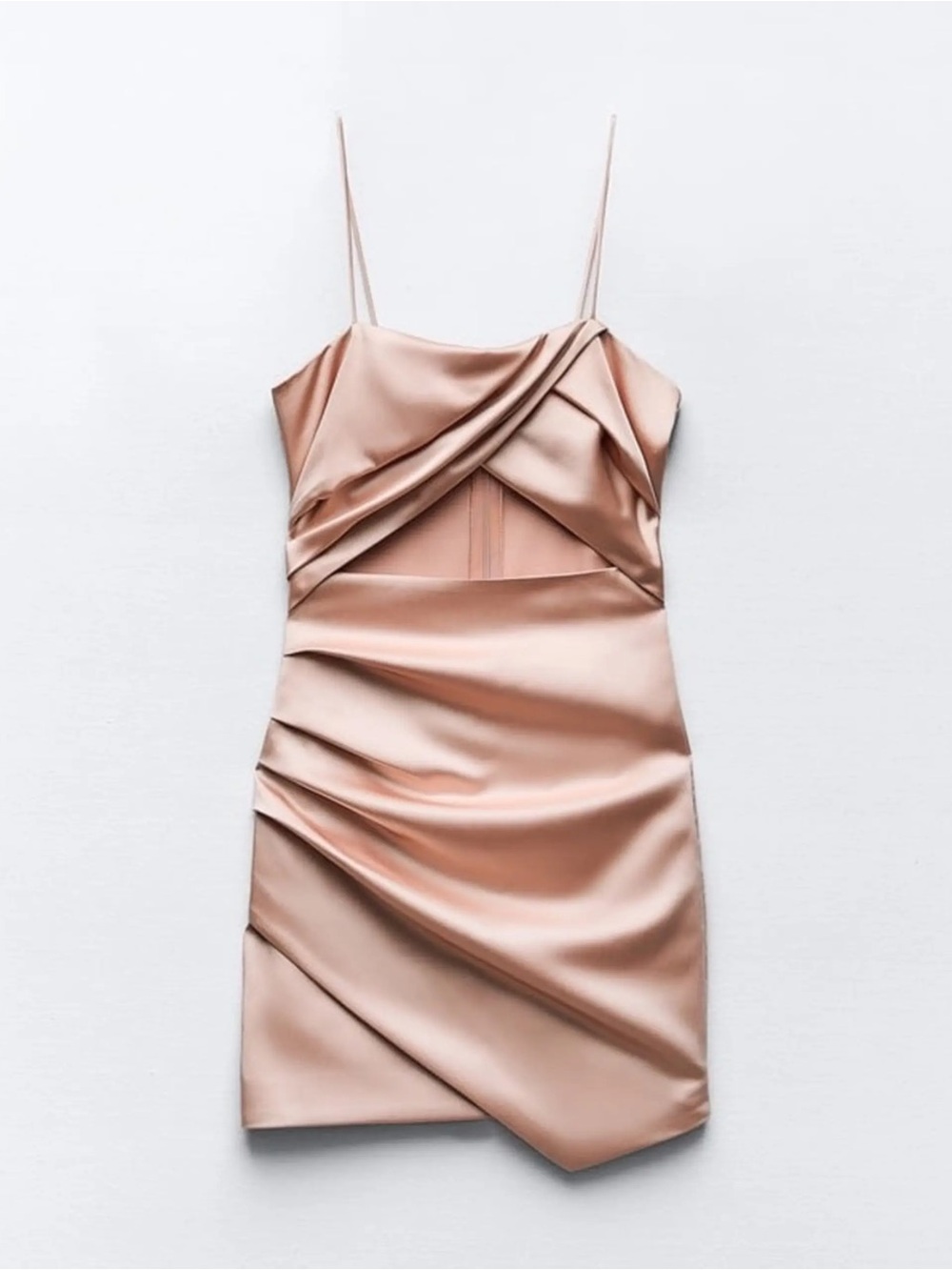 Zara Pink Champagne Satin Cut out Dress
